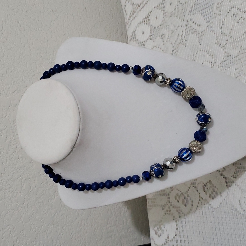 Blue beaded necklace